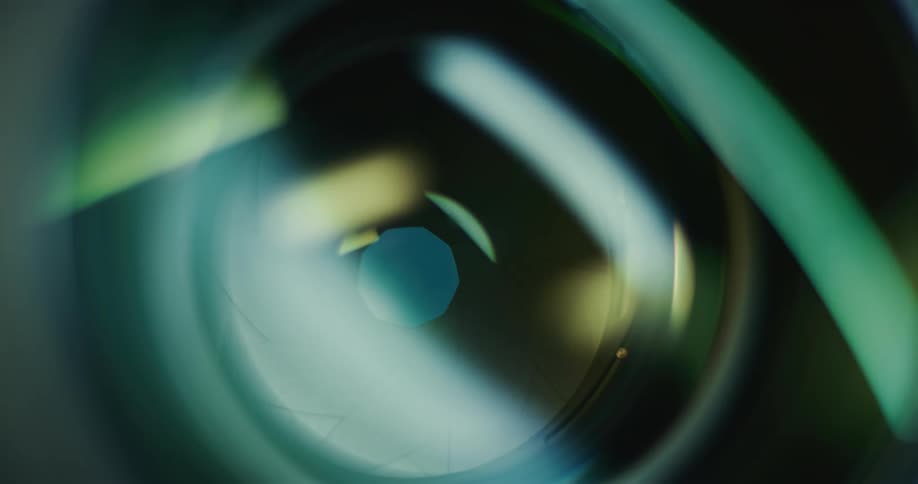 Light reflect onto camera lens showing aperture