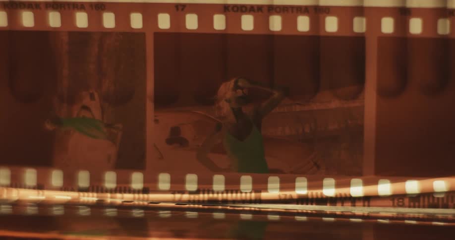 Film negatives show image of girl