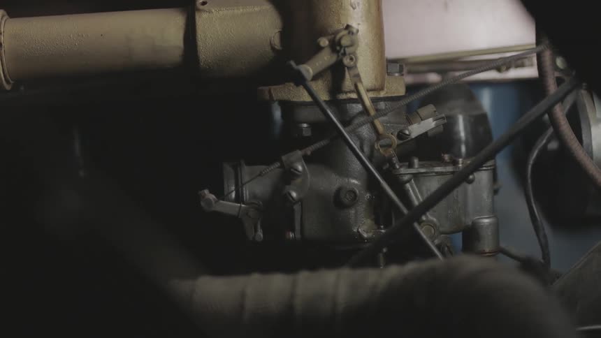 Machinery in a dim room