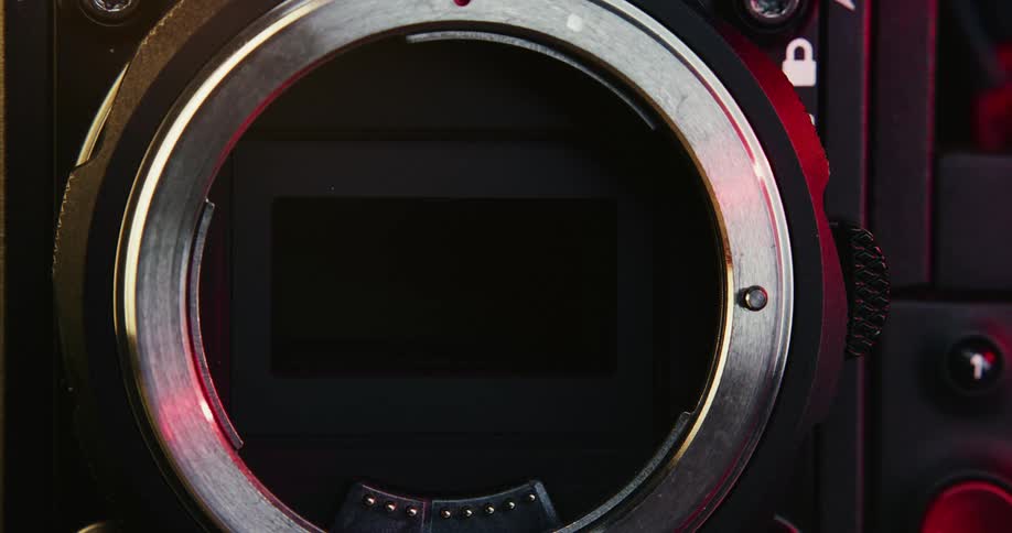 Close up view of a photography camera is displayed