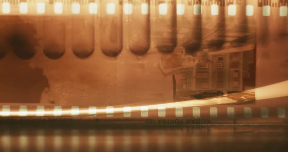 Light is shining on the film slide