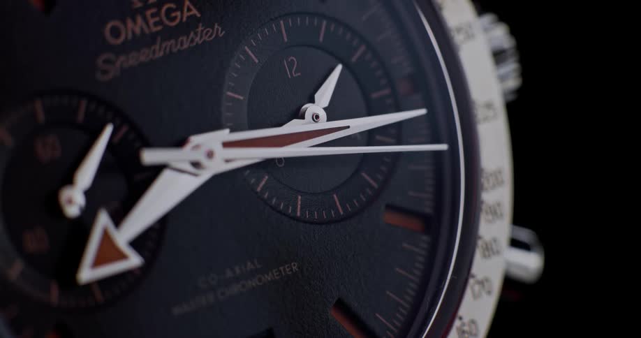 Closeup of silver quartz wristwatch running