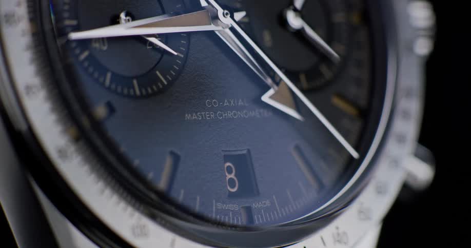 The second hand moves on an analog watch
