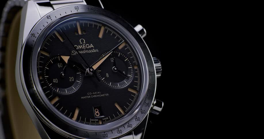Close up display of an omega wristwatch