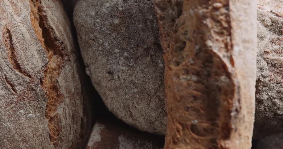 The bread is stacked together
