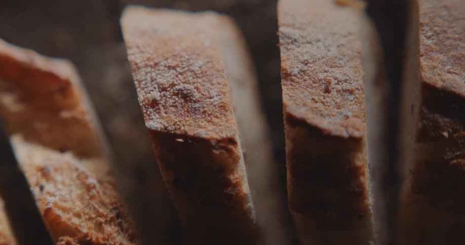 The bread is sliced