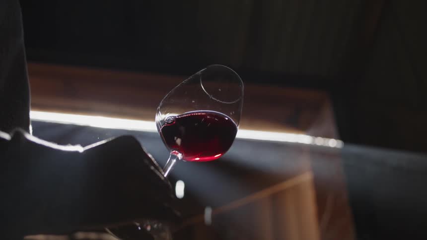 A woman is sitting down inside of her home and holding a glass of wine