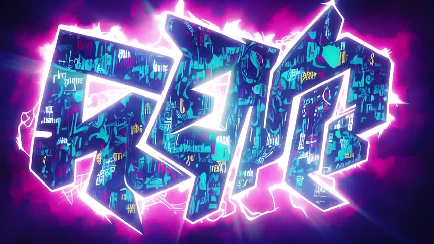 Digital graffiti street art style with letters