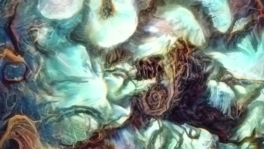 Paint colors swirling creating morphing images and abstract landscape