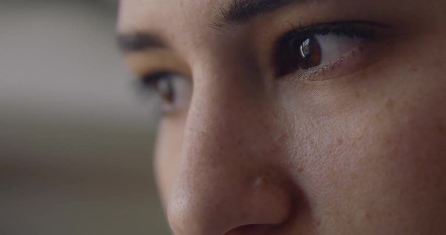 Close up of the eyes of a young female artist