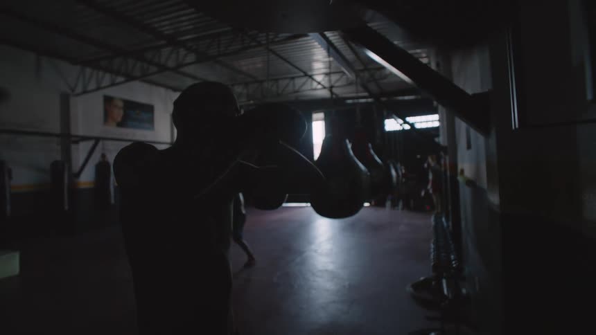Two people are training in a gym for boxing