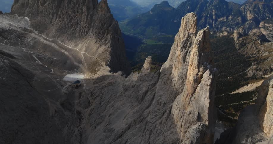 Slow motion view of a mountainous landscape is displayed
