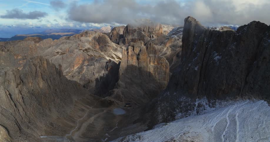 Mountains are covered with snow in the winter time