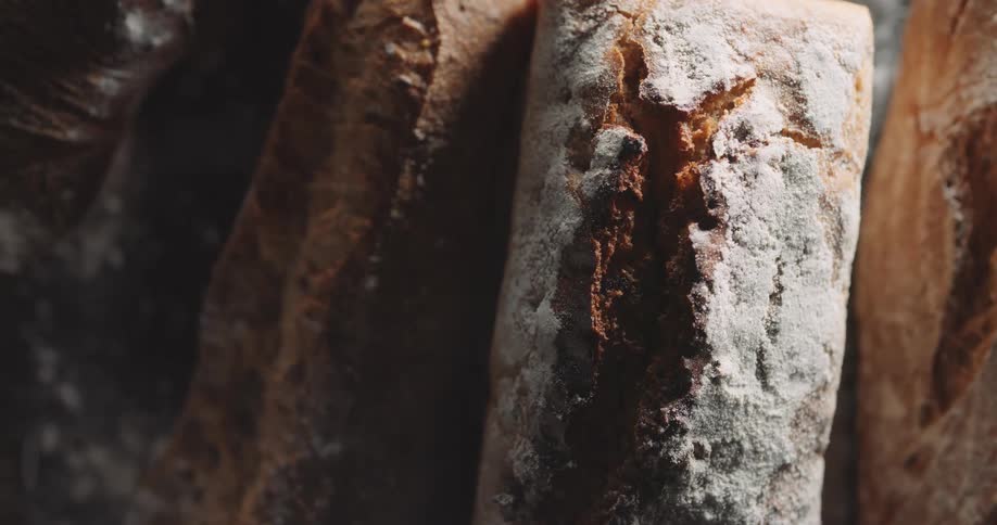 Close up of baked loaves of bread