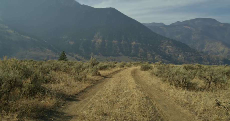 Country road leading to high mountains