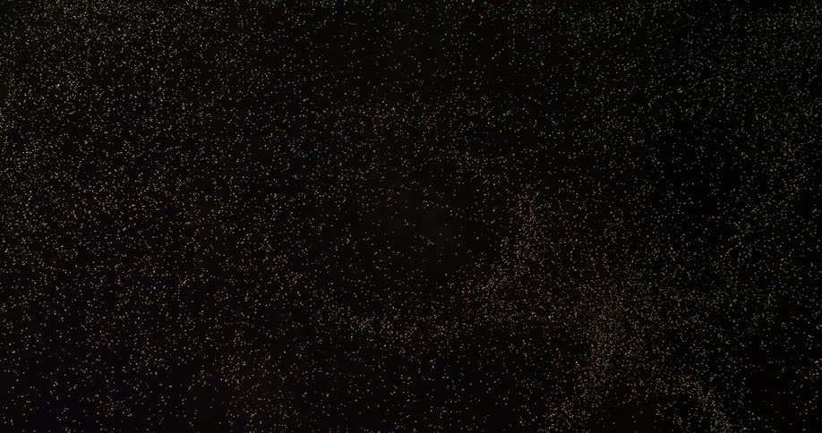 Vibrating small motes of white star like dust against a black background