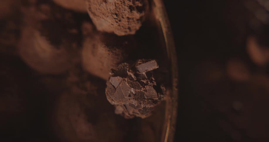Close up of chocolate balls in bowl