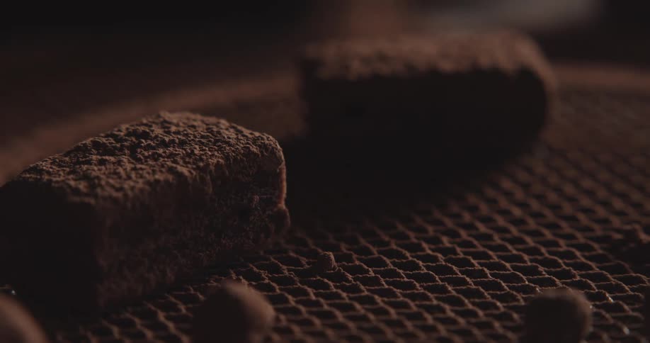 Chocolate is sprinkled on the dessert