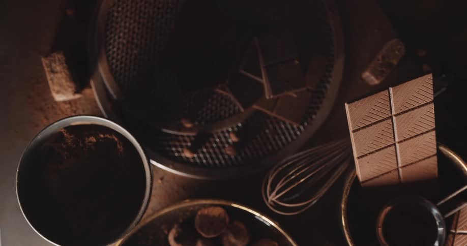 Pieces of chocolate is displayed on a table