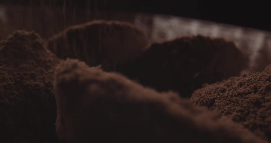 Cocoa powder sifted into a bowl