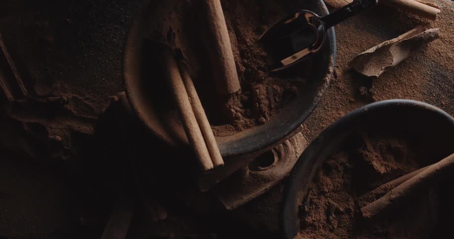 A view of a bowl full of chocolate
