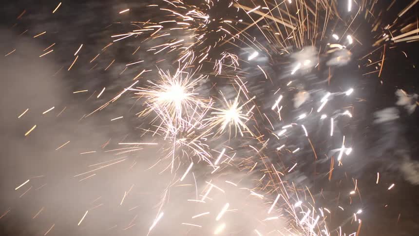 Sparks from fireworks at night
