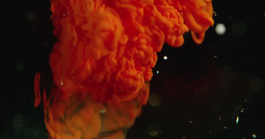 The clouds of ink move in the water