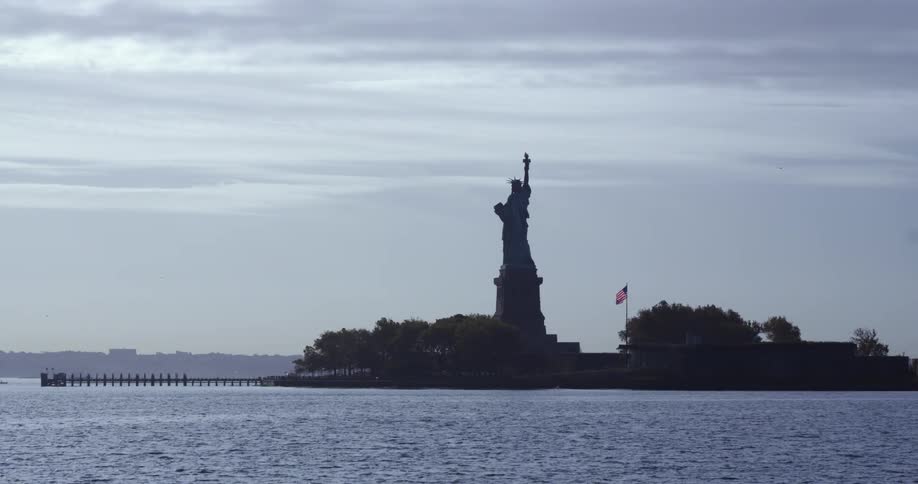 The statue of liberty is on the island