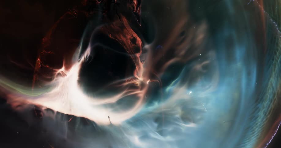 Vivid colorful gases spread and mix