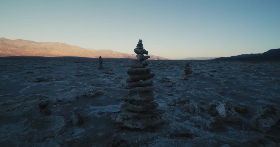 An aerial view of snow in a desert
