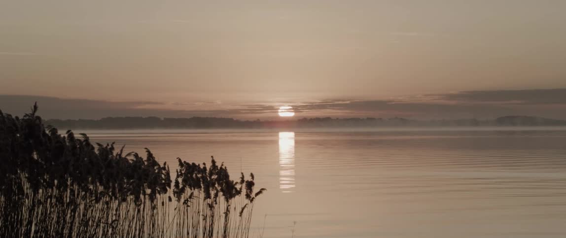A view of a sunset over a lake