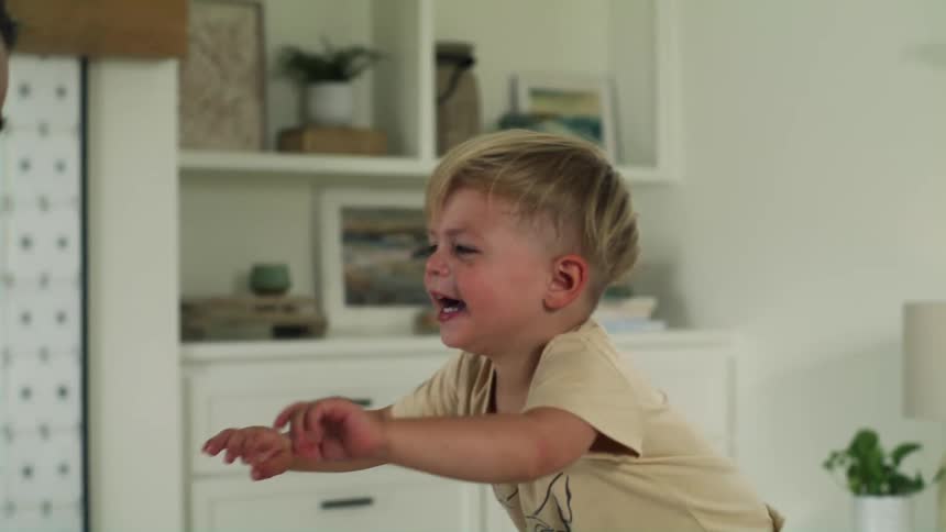 Kids play in bedroom with father