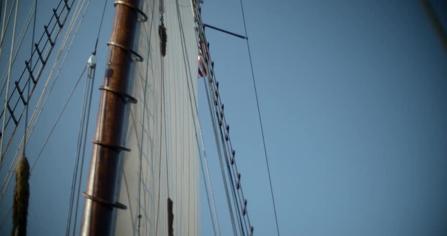 The sail of a sailboat during the day