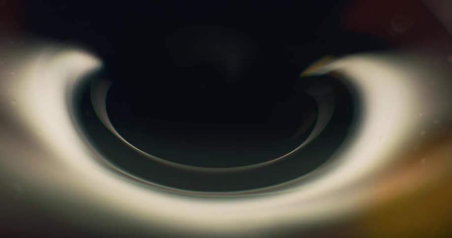 Liquid forms concentric ring and bubbles as flow forms eddy