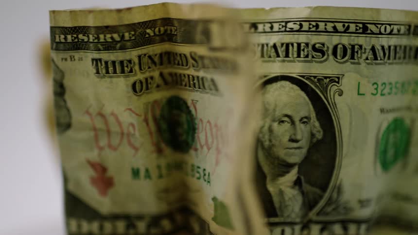 Close up view of money is displayed