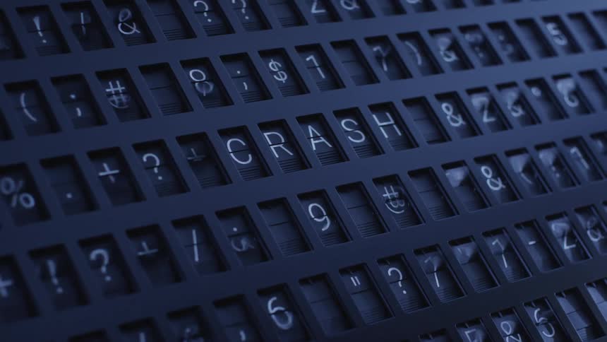 The display shows the word crash