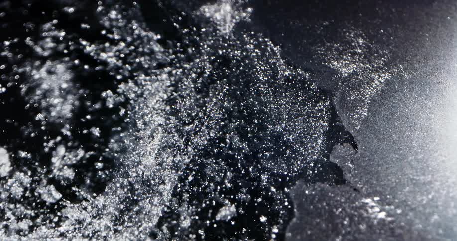 The ice melts and breaks apart