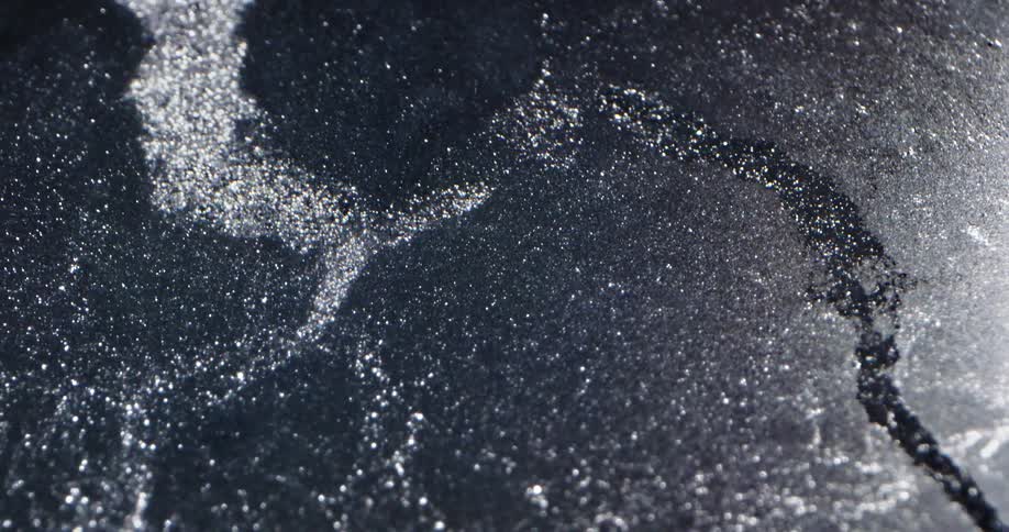 The ice in the water breaks