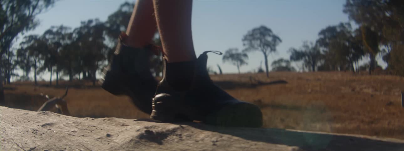 A person walking on a wall