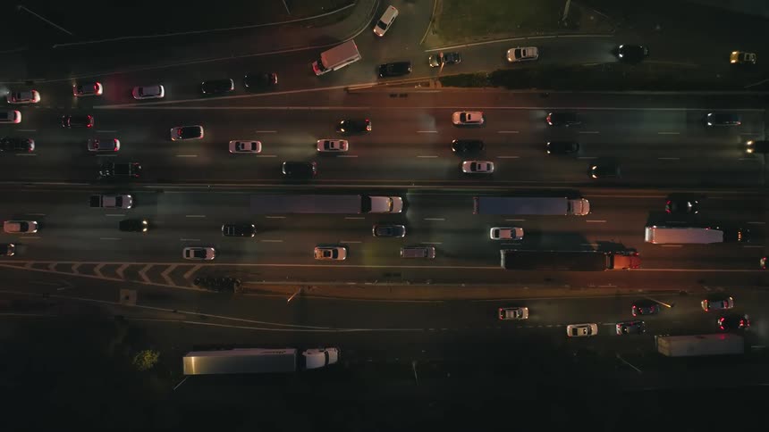 Traffic moves slowly at night