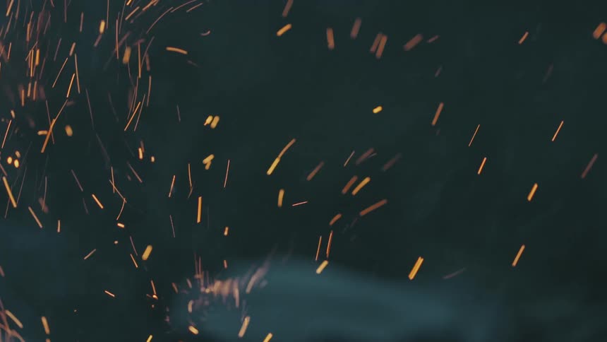 Flame and sparks spew up aggressively