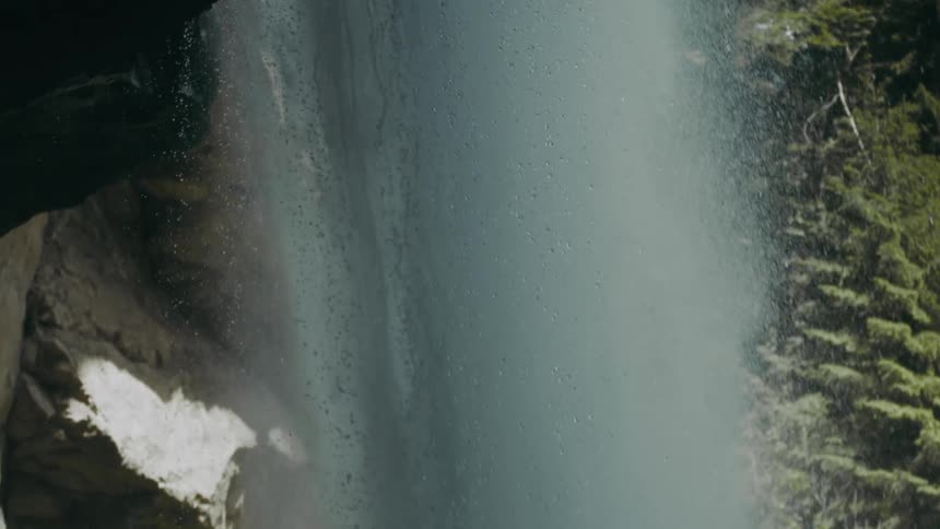 Waterfall cascades down cliffside