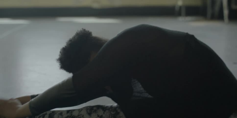 A woman doing stretches