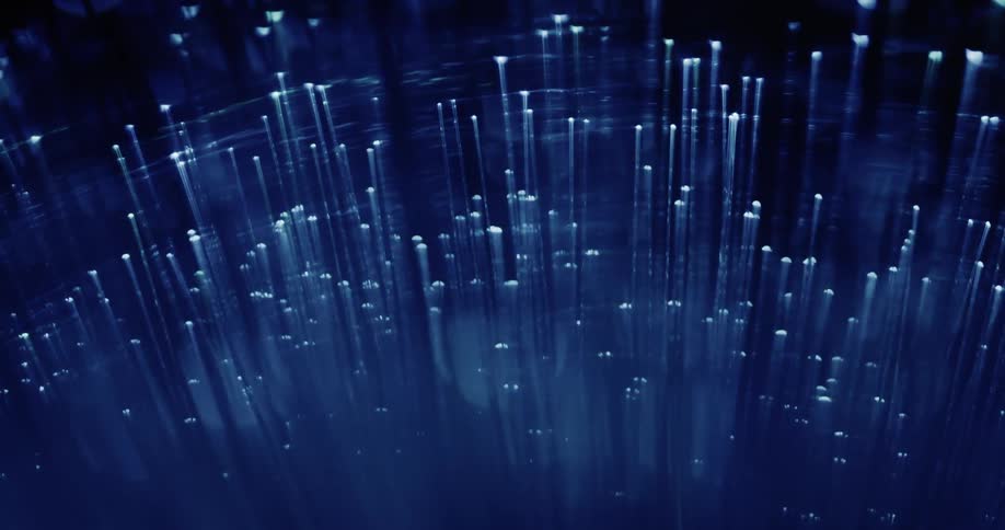 Strands of blue lights rotating