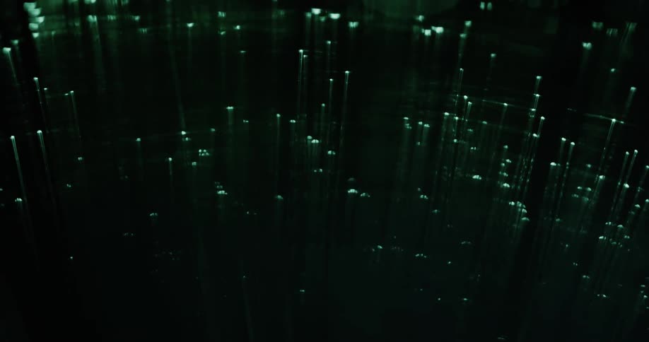 Dots change colors as filaments attached start to glow and darkness is lit by green then blue