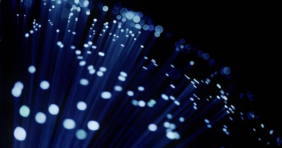 Strands of blue lights moving around