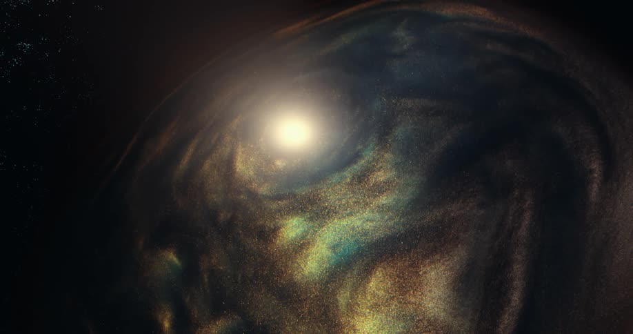 Spiral galaxy with stars and nebula