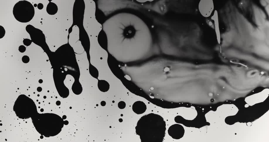 Black ink mixing and turning in a solution