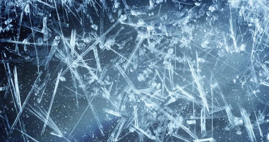 Abstract water becomes solid and turns into ice