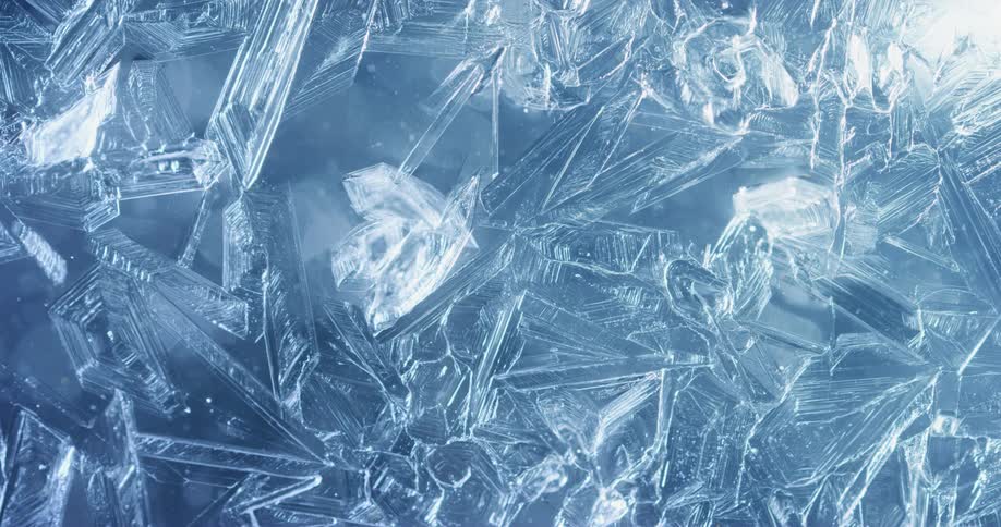 Water is freezing and forming ice crystals